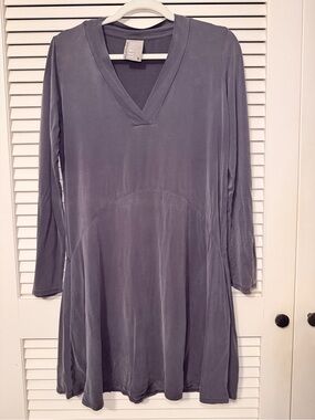 dolan Slate Gray V-Neck Long Sleeve Dress